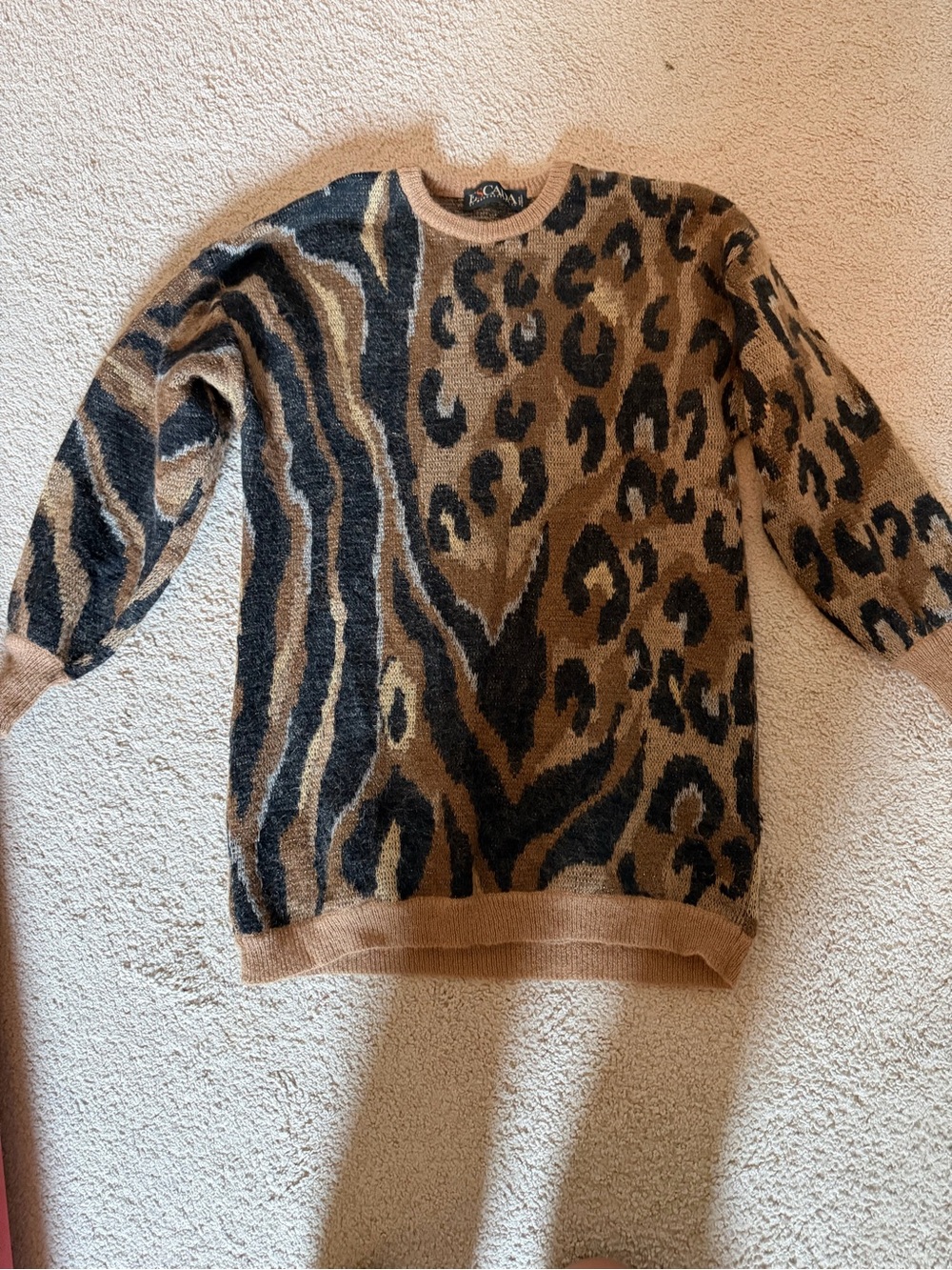Escada Brown & mohair wool Black Animal-Pattern Knit Sweater